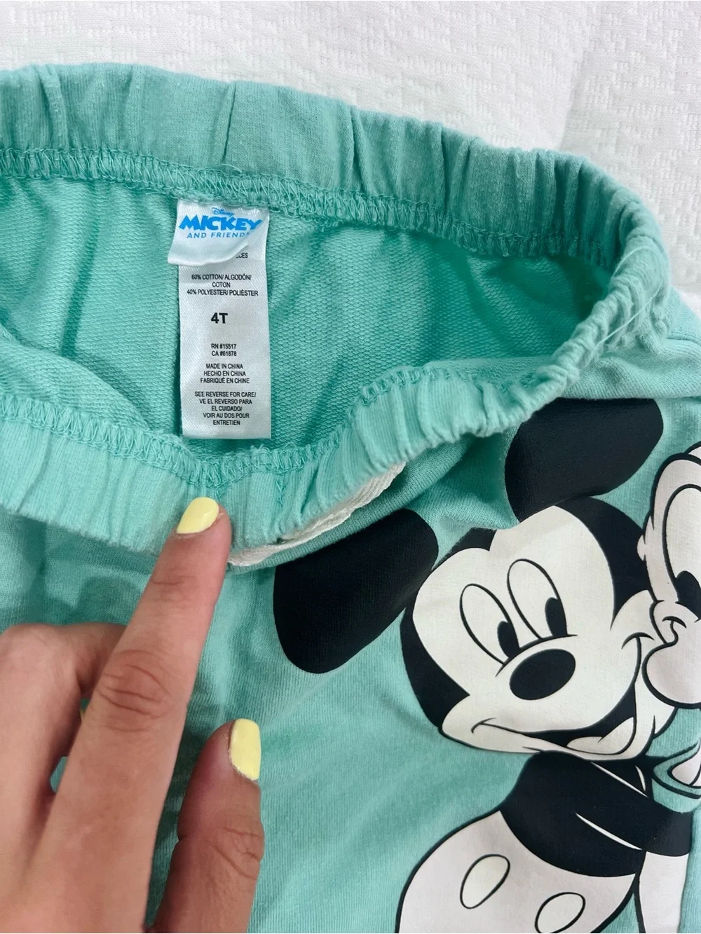 Disney Kids Two-Piece Pajama Set White and Light Blue Mickey Mouse